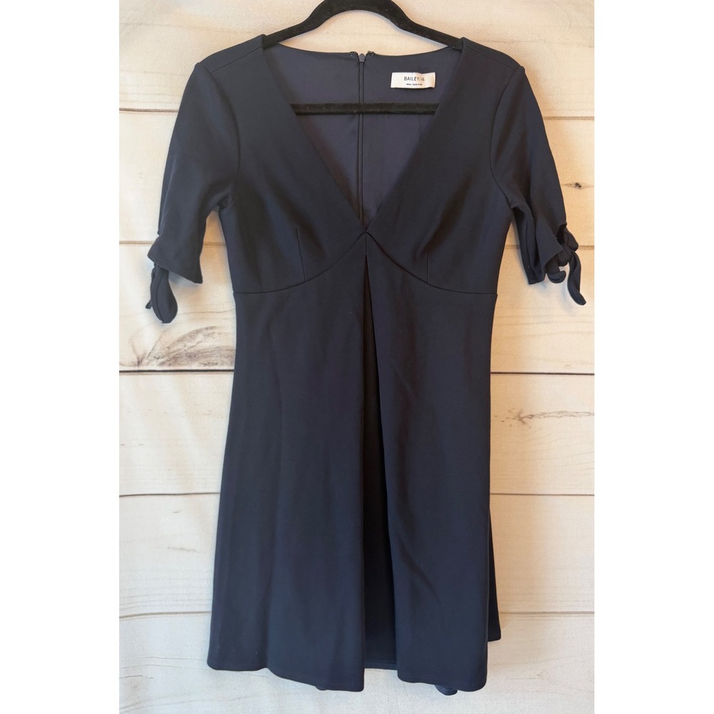 Bailey 44 Navy Blue V-Neck Tie Sleeve Fit and Flare Dress 412-R635 Small USA
